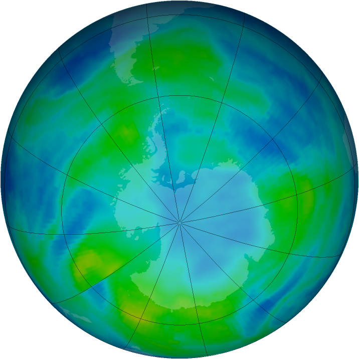 Antarctic ozone map for 02 May 1997
